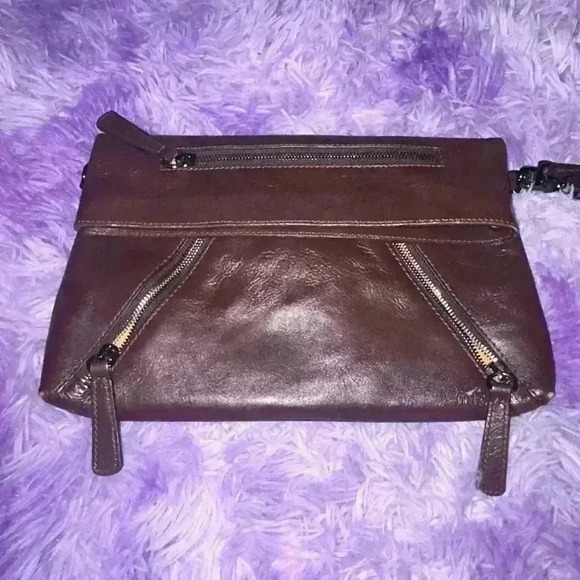 Hobo‎ International Brown Leather Fold Over Clutch/ Wristlet - Picture 2 of 11